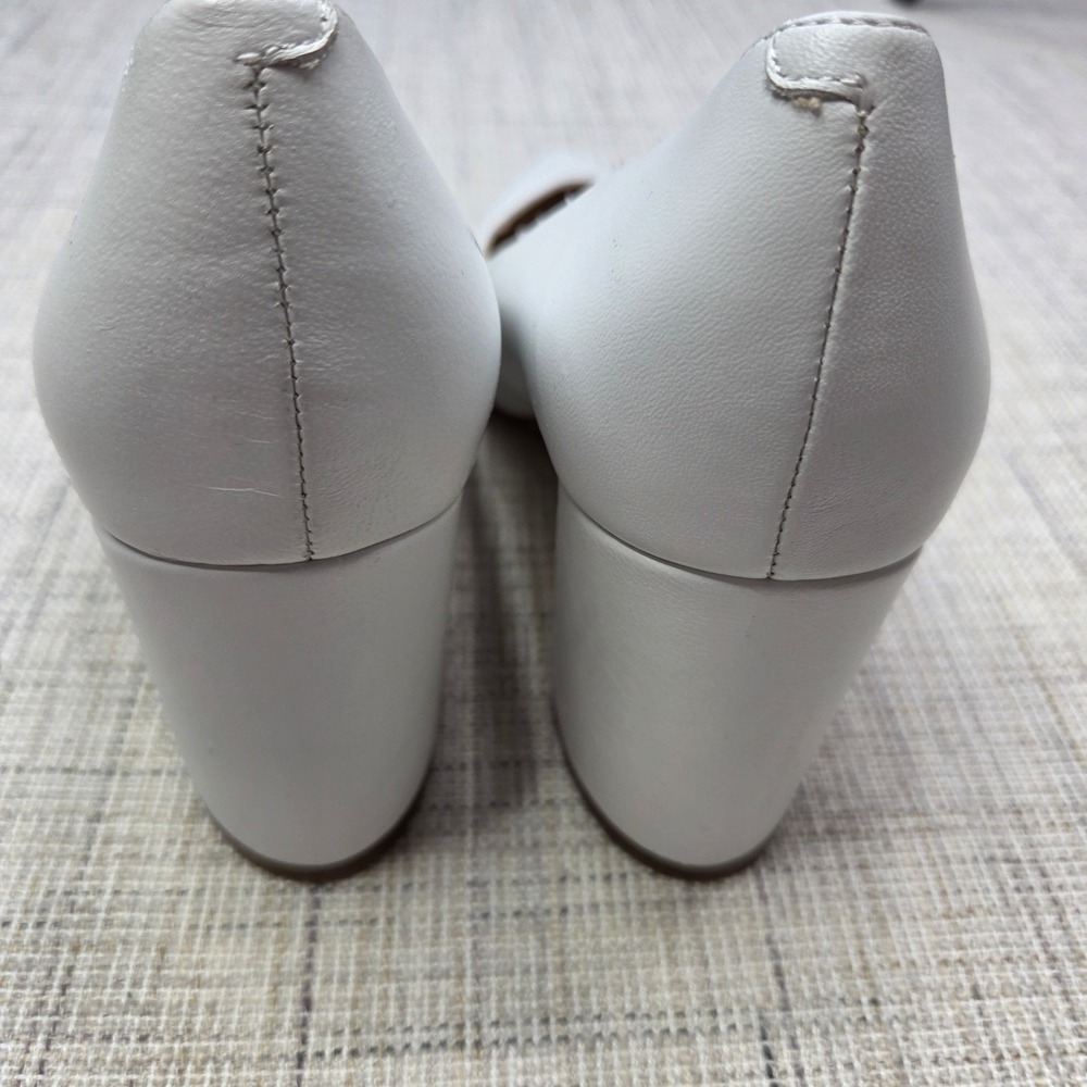 Marc Fisher Caitlin White Leather Pointed Toe Block Heel Pumps Womens 9M - Picture 4 of 7